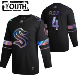 Seattle Kraken Haydn Fleury 4 2021-22 Iriserend holografisch Zwart Authentic Shirt - Kinderen